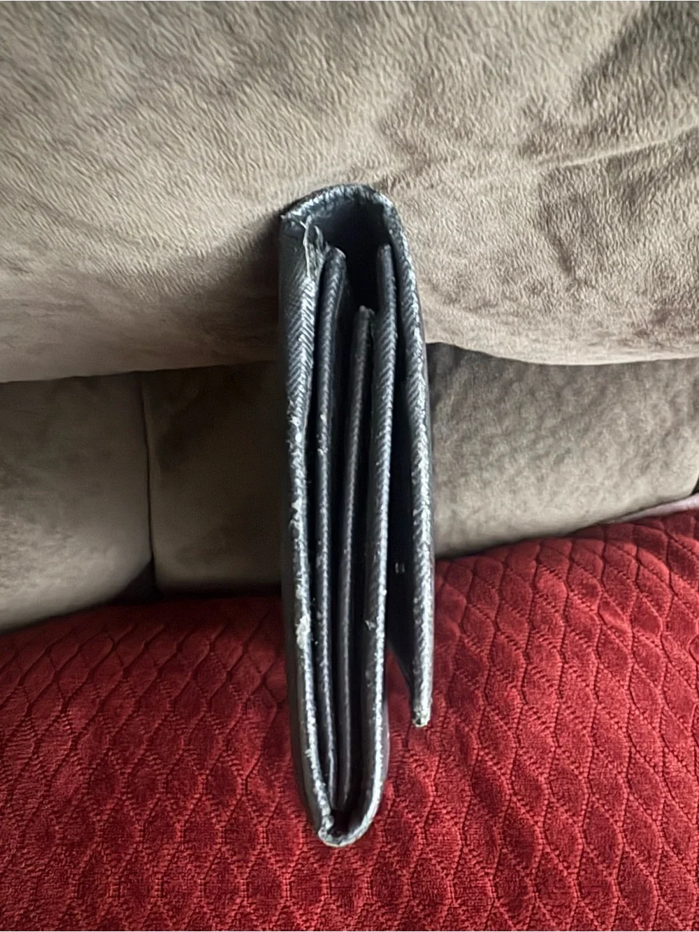 Authentic Prada Black Saffiano Leather Wallet with unbranded Silver Chain